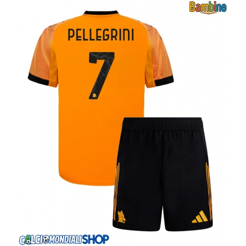 Maglie da calcio AS Roma Lorenzo Pellegrini #7 Seconda Maglia Bambino 2025-26 Manica Corta + Pantaloni corti)